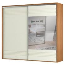 Guarda Roupa Casal com Espelho 267cm 2 Portas 100% MDF TW603E Freijó/Off White - Dalla Costa