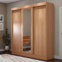 Guarda-Roupa Casal com Espelho 3 Portas 2 Gavetas Philip 172 cm - Carvalho
