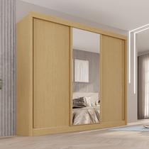 Guarda-Roupa Casal com Espelho 3 Portas 4 Gavetas 100% MDF Ipanema Bege/Jequitibá Guarda-Roupa Casal com Espelho 3 Portas 4 Gavetas 100% MDF Ipanema Bege/Jequitibá