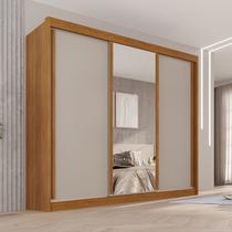 Guarda-Roupa Casal com Espelho 3 Portas 4 Gavetas 100% MDF Ipanema Off White/Cinamomo Guarda-Roupa Casal com Espelho 3 Portas 4 Gavetas 100% MDF Ipanema Off White/Cinamomo