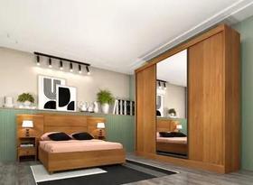 Guarda Roupa Casal com Espelho 3 Portas 4 Gavetas Dacar Cinamomo Tcil Móveis