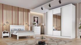 Guarda Roupa Casal com Espelho 3 Portas 6 Gavetas - Arezzo Plus-Branco - Móveis Novo Horizonte Guarda Roupa Casal com Espelho 3 Portas 6 Gavetas - Arezzo Plus-Branco - Móveis Novo Horizonte