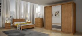 Guarda Roupa Casal com Espelho 3 Portas 6 Gavetas - Paradizzo Gold-Cumaru - Móveis Novo Horizonte