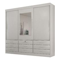 Guarda Roupa Casal com Espelho 3 Portas 9 Gavetas Star Sallêto Branco
