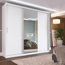 Guarda Roupa Casal com Espelho 3 Portas de Correr 100% MDF London Branco Yescasa Guarda Roupa Casal com Espelho 3 Portas de Correr 100% MDF London Branco Yescasa