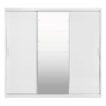 Guarda Roupa Casal com Espelho 3 Portas de Correr 100% MDF London Branco Yescasa
