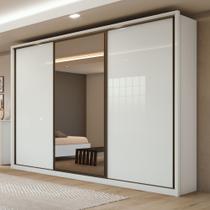 Guarda Roupa Casal com Espelho 3 Portas de Correr 6 Gavetas 270,5cm Spazio Glass Espresso Móveis100% MDF