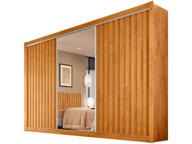 Guarda-roupa Casal com Espelho 3 Portas de Correr 6 Gavetas Móveis Europa Ripado York Guarda-roupa Casal com Espelho 3 Portas de Correr 6 Gavetas Móveis Europa Ripado York