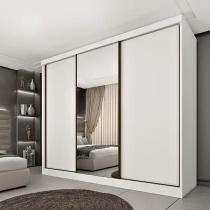 Guarda Roupa Casal com Espelho 3 Portas de Correr Monte Carlo Tcil Cor Neve