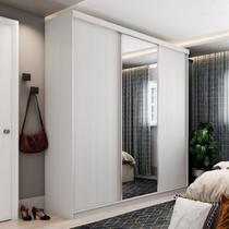 Guarda Roupa Casal com Espelho 3 Portas em Perfect Lugano Branco/Fosco - RR Móveis