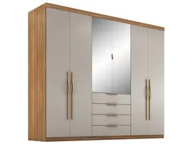 Guarda-roupa Casal com Espelho 4 Gavetas 6 Portas Demobile Giardino