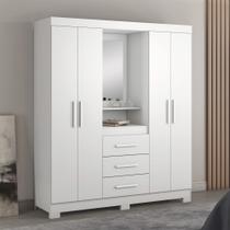 Guarda Roupa Casal com Espelho 4 Portas 3 Gavetas e Nicho Capelinha Branco/New/Rosa Guarda Roupa Casal com Espelho 4 Portas 3 Gavetas e Nicho Capelinha Branco/New/Rosa