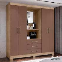 Guarda Roupa Casal com espelho 4 Portas 3 Gavetas Marroco Maxel Guarda Roupa Casal com espelho 4 Portas 3 Gavetas Marroco Maxel