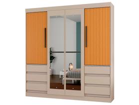Guarda-roupa Casal com Espelho 4 Portas 6 Gavetas Araplac Atraente Sofia