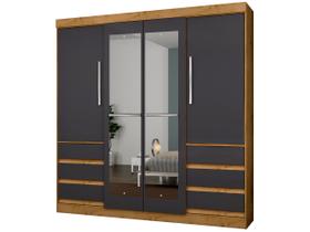 Guarda-roupa Casal com Espelho 4 Portas 6 Gavetas Araplac Sofia