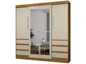 Guarda-roupa Casal com Espelho 4 Portas 6 Gavetas Araplac Sofia