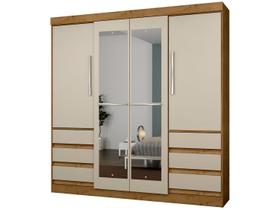 Guarda-roupa Casal com Espelho 4 Portas 6 Gavetas Araplac Sofia