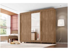 Guarda-roupa Casal com Espelho 5 Gavetas 3 Portas de Correr Móveis Lanza Milão Guarda-roupa Casal com Espelho 5 Gavetas 3 Portas de Correr Móveis Lanza Milão