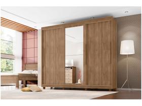 Guarda-roupa Casal com Espelho 5 Gavetas 3 Portas de Correr Móveis Lanza Milão Guarda-roupa Casal com Espelho 5 Gavetas 3 Portas de Correr Móveis Lanza Milão