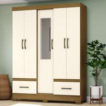 Guarda Roupa Casal com Espelho 5 Portas 2 Gavetas com Pés B60 Briz Guarda Roupa Casal com Espelho 5 Portas 2 Gavetas com Pés B60 Briz