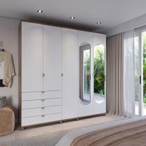 Guarda-roupa Casal com Espelho 5 Portas 4 Gavetas 100% Mdf Look 226,7 Cm