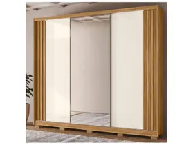 Guarda-roupa Casal com Espelho 6 Gavetas 3 Portas Moval Móveis Inspiração Arizona