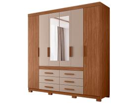 Guarda-roupa Casal com Espelho 6 Gavetas 6 Portas Moval França Guarda-roupa Casal com Espelho 6 Gavetas 6 Portas Moval França