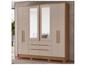 Guarda-roupa Casal com Espelho 6 Gavetas 6 Portas Moval Móveis Crystal San Francisco