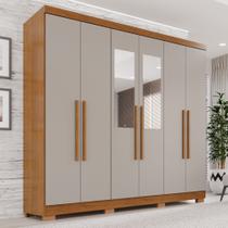 Guarda-Roupa Casal com Espelho 6 Portas 2 Gavetas com Pés França Cinamomo Off White - Espresso Móveis Guarda-Roupa Casal com Espelho 6 Portas 2 Gavetas com Pés França Cinamomo Off White - Espresso Móveis