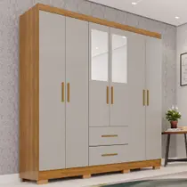 Guarda-roupa Casal com Espelho 6 Portas 2 Gavetas Estrela Premium - Sallêto Móveis