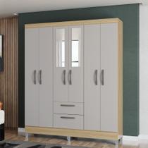 Guarda Roupa Casal com Espelho 6 Portas 2 Gavetas Multi Poquema