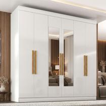 Guarda-Roupa Casal com Espelho 6 Portas 2 Gavetas Paris Branco Guarda-Roupa Casal com Espelho 6 Portas 2 Gavetas Paris Branco