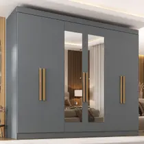 Guarda-roupa Casal com Espelho 6 Portas 2 Gavetas Paris Guarda-roupa Casal com Espelho 6 Portas 2 Gavetas Paris