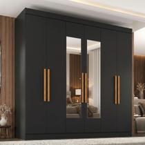 Guarda-Roupa Casal com Espelho 6 Portas 2 Gavetas Paris Preto Guarda-Roupa Casal com Espelho 6 Portas 2 Gavetas Paris Preto