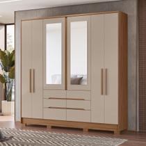 Guarda Roupa Casal com Espelho 6 Portas 3 Gavetas e Pés San Francisco Moval