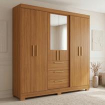 Guarda Roupa Casal com Espelho 6 Portas 3 Gavetas em MDF Select Freijó Trend Guarda Roupa Casal com Espelho 6 Portas 3 Gavetas em MDF Select Freijó Trend