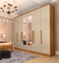 Guarda Roupa Casal com Espelho 6 Portas 4 Gavetas 239cm Veneza