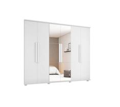 Guarda-Roupa Casal com Espelho 6 Portas 4 Gavetas Canadá Branco - RV Móveis
