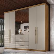 Guarda roupa casal com espelho 6 portas 4 gavetas com corrediças telescópicas giardino