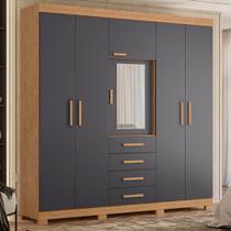 Guarda Roupa Casal com Espelho 6 Portas 4 Gavetas e Pés Virtus Albatroz