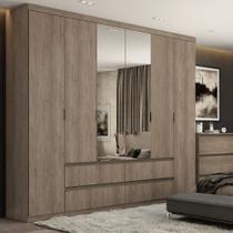 Guarda Roupa Casal com Espelho 6 Portas 4 Gavetas Nobre Glass THB Guarda Roupa Casal com Espelho 6 Portas 4 Gavetas Nobre Glass THB