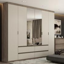 Guarda Roupa Casal com Espelho 6 Portas 4 Gavetas Nobre Glass THB