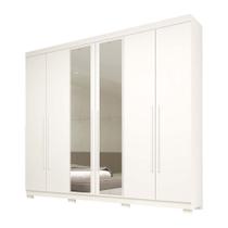 Guarda Roupa Casal com Espelho 6 Portas 4 Gavetas Núbia ACP MÓVEIS Branco - 100% MDF