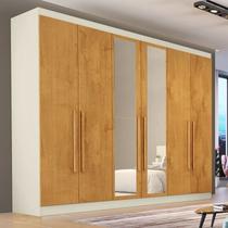 Guarda Roupa Casal com Espelho 6 Portas 4 Gavetas - Oslo-Off White/Peroba - Made Marcs Guarda Roupa Casal com Espelho 6 Portas 4 Gavetas - Oslo-Off White/Peroba - Made Marcs