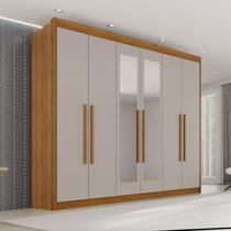 Guarda Roupa Casal com Espelho 6 Portas 6 Gavetas 100% MDF Itália Plus Off White/Cinamomo