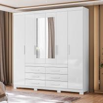 Guarda Roupa Casal com Espelho 6 Portas 6 Gavetas e Pés França Moval
