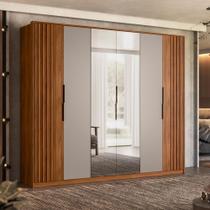 Guarda Roupa Casal com Espelho 6 Portas 6 Gavetas Ripado Atrice Demartêz