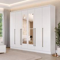 Guarda-Roupa Casal com Espelho 6 Portas 8 Gavetas 270cm Sevilla