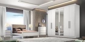 Guarda Roupa Casal com Espelho 6 Portas 8 Gavetas - Linea-Branco - Móveis Novo Horizonte Guarda Roupa Casal com Espelho 6 Portas 8 Gavetas - Linea-Branco - Móveis Novo Horizonte