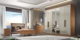 Guarda Roupa Casal com Espelho 6 Portas 8 Gavetas - Rizon-Cumaru/Fendi - Móveis Novo Horizonte Guarda Roupa Casal com Espelho 6 Portas 8 Gavetas - Rizon-Cumaru/Fendi - Móveis Novo Horizonte